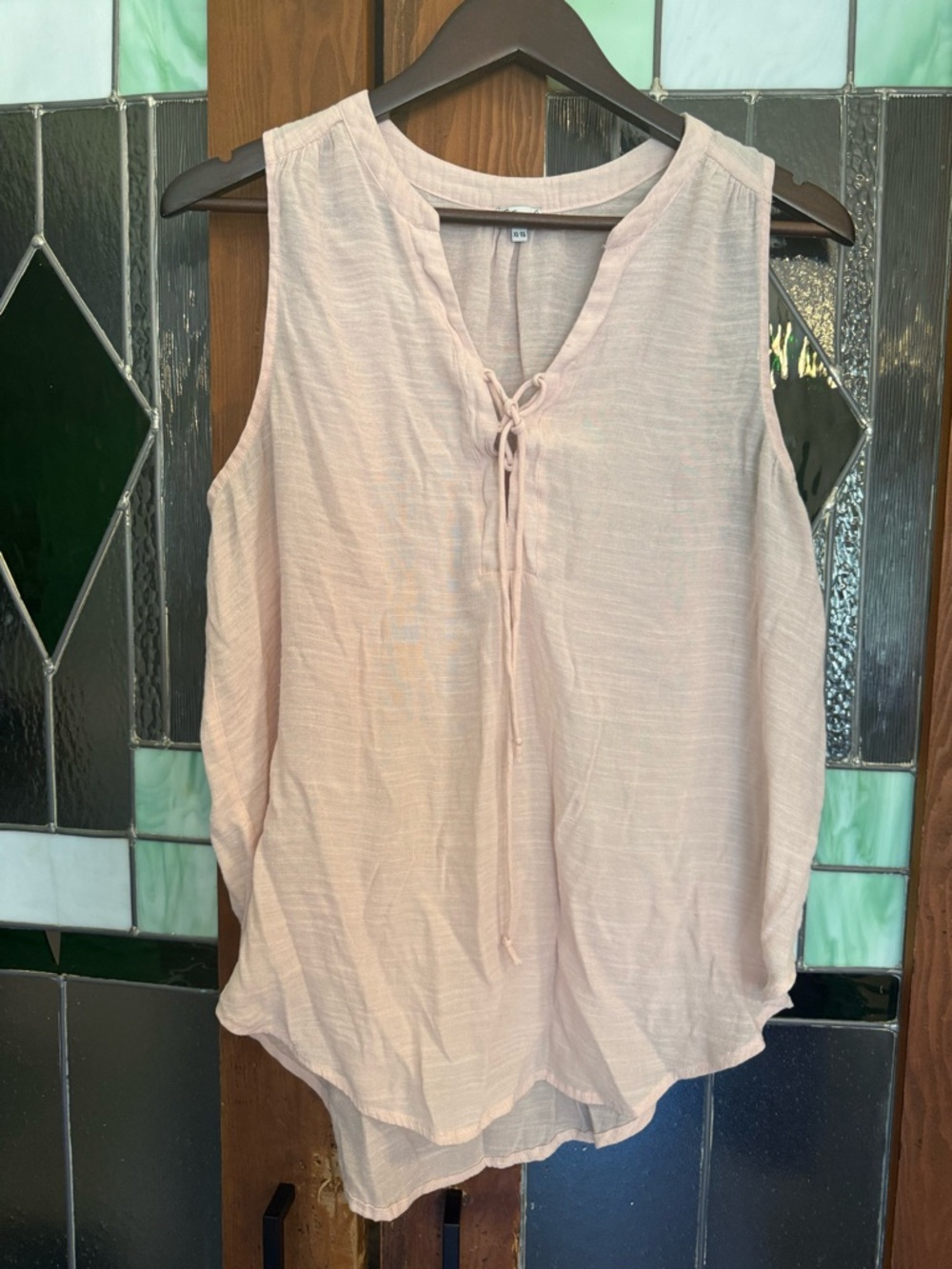 Kismet Pale Blush Tie-Front Sleeveless Camisole